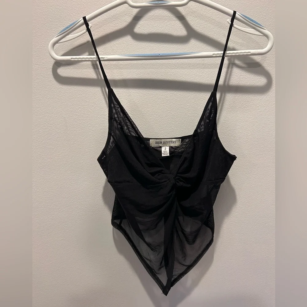 Urban Outfitters Black Asymmetrical Sheer Cut Out Camisole - Picture 3 of 3